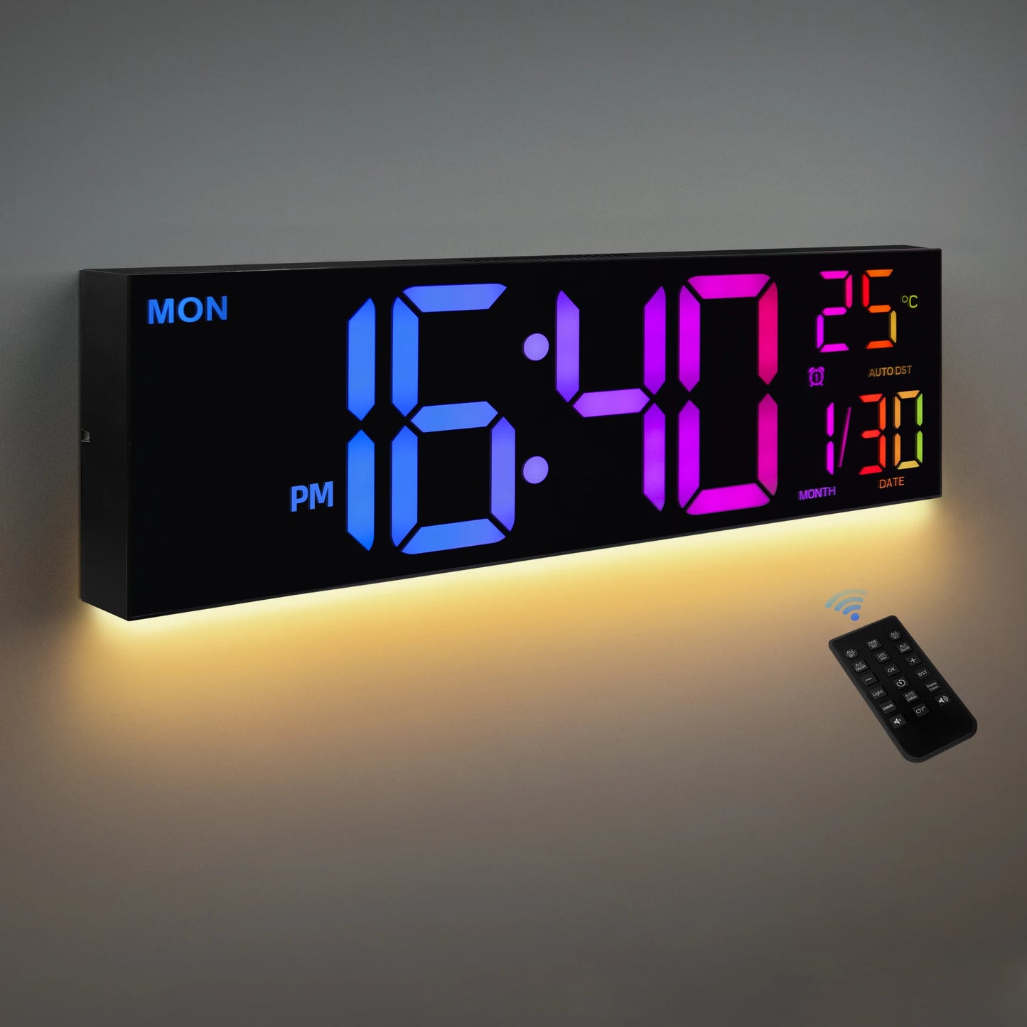 Large Digital Wall Clock 16 Inch With Remote LED Display
