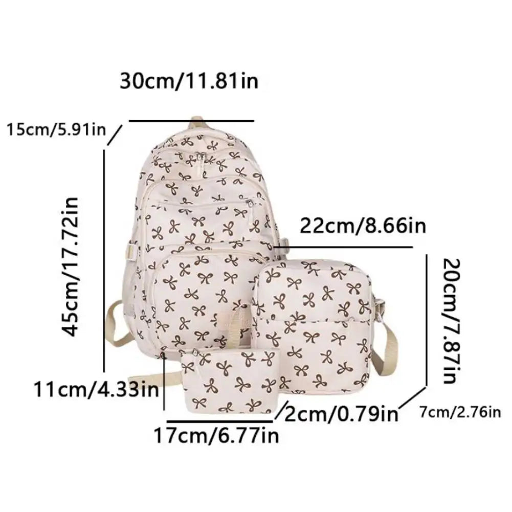 Bow Print Backpack Set With Crossbody Bag For Kids UltraDurablePremiumQualityMaterialConstruction