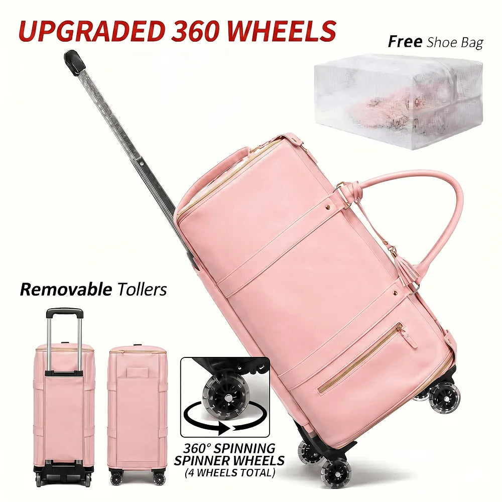 Professional Garment Bag For Business Travel With Rolling Suitcase