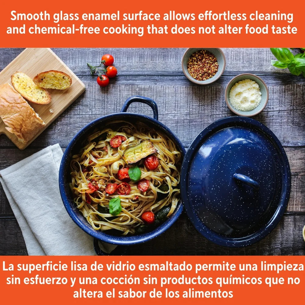 Enamel Stock Pot With Dual Handles Oven Safe Durable