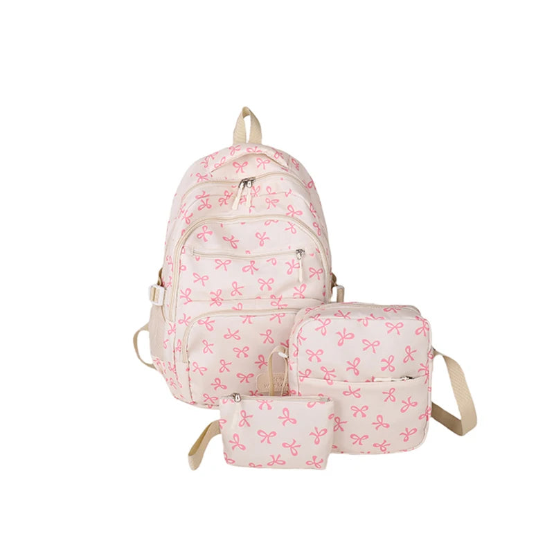 Bow Print Backpack Set With Crossbody Bag For Kids UltraDurablePremiumQualityMaterialConstruction