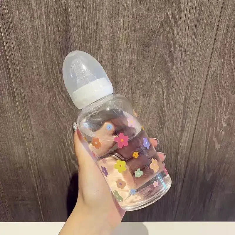 Cute Cartoon Water Bottle With Pacifier Straw For All Ages