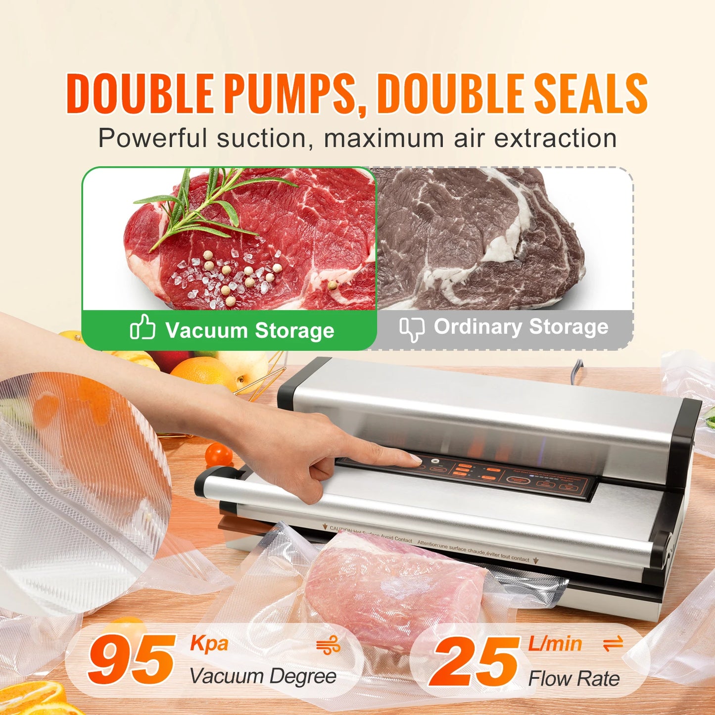 SucceBuy Commercial Vacuum Sealer Machine Multifunction With Bag Roll Cutter