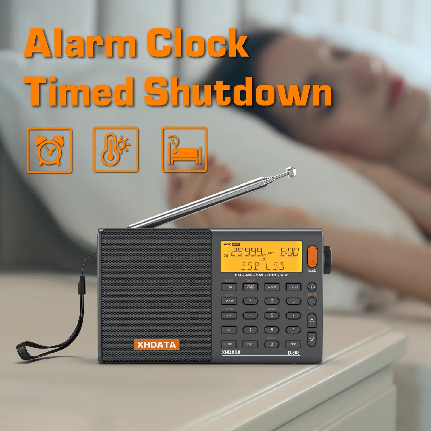 XHDATA D808 Portable Multiband Radio With AM FM SW
