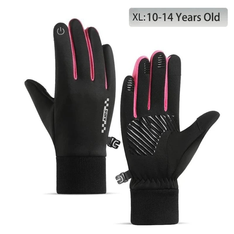 Kids Winter Padded Gloves Waterproof Touchscreen Non-Slip Outdoor