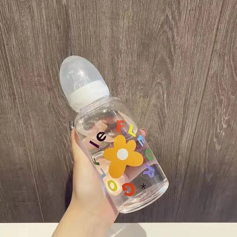 Cute Cartoon Water Bottle With Pacifier Straw For All Ages