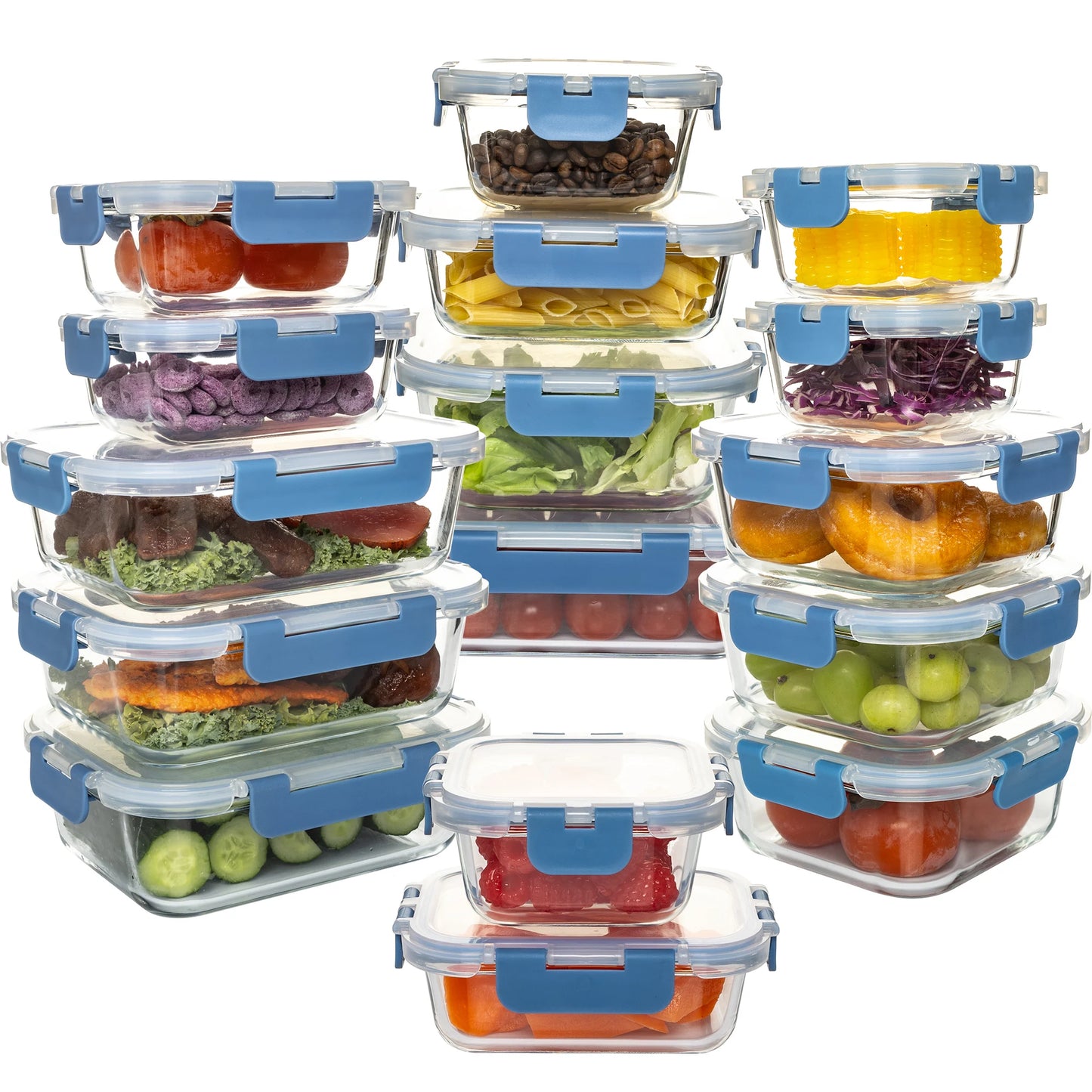 16 Piece Glass Food Storage Containers Set Leakproof And Airtight