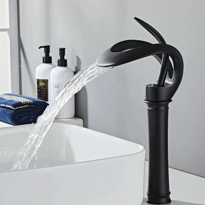 Bakala Waterfall Basin Faucet Deck Mounted Hot And Cold Brass