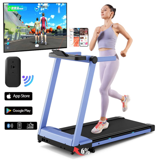 ThreePointFiveHP Foldable Incline Treadmill With Handle Bar Holder And App