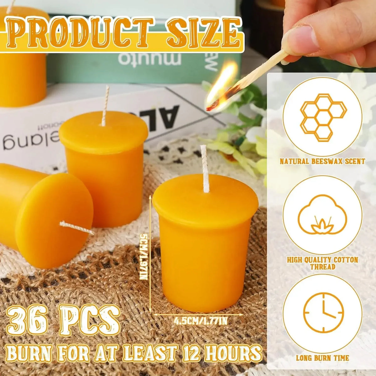 Handmade Beeswax Tealight Candles for Home Decor, Spa and Weddings