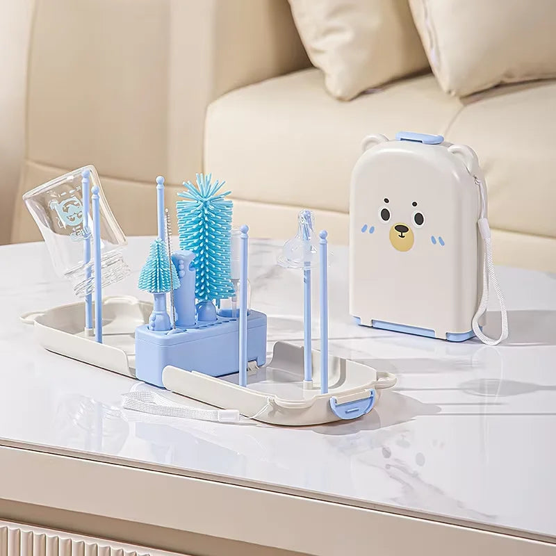 Travel Baby Bottle Brush Set With Silicone Brushes And Box