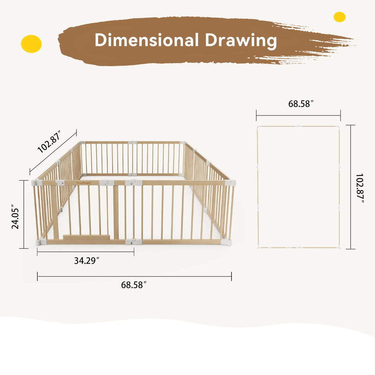 Premium Wooden Foldable Baby Playpen With Secure Safety Gate