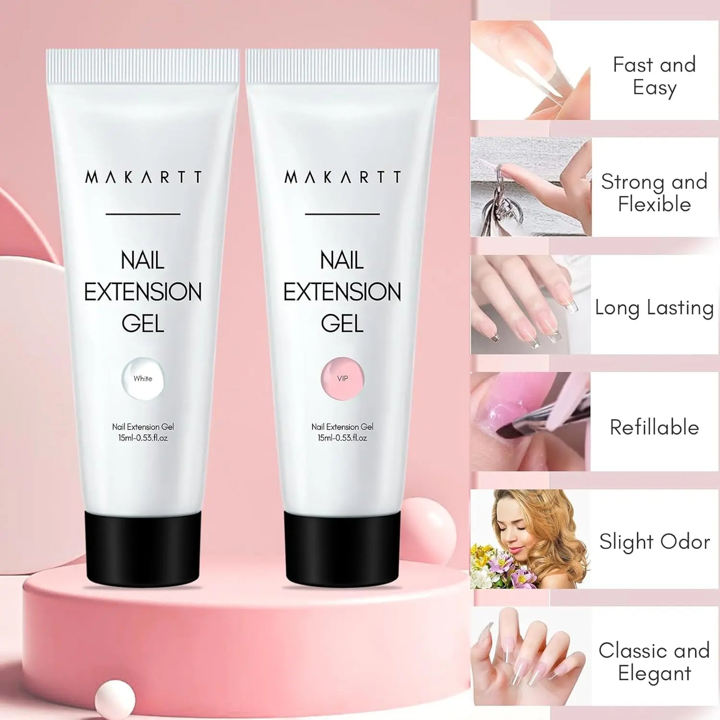 Makartt Poly Nail Gel French Manicure Kit With LED Lamp