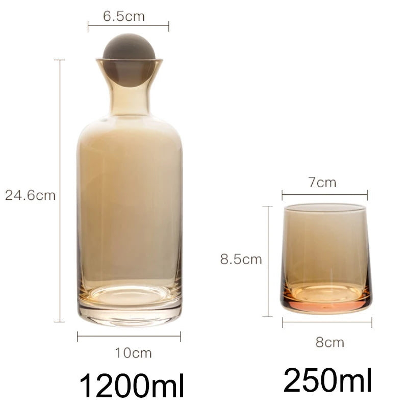 EINSOG Glass Water Bottle Cup Set With Wooden Lid Premium