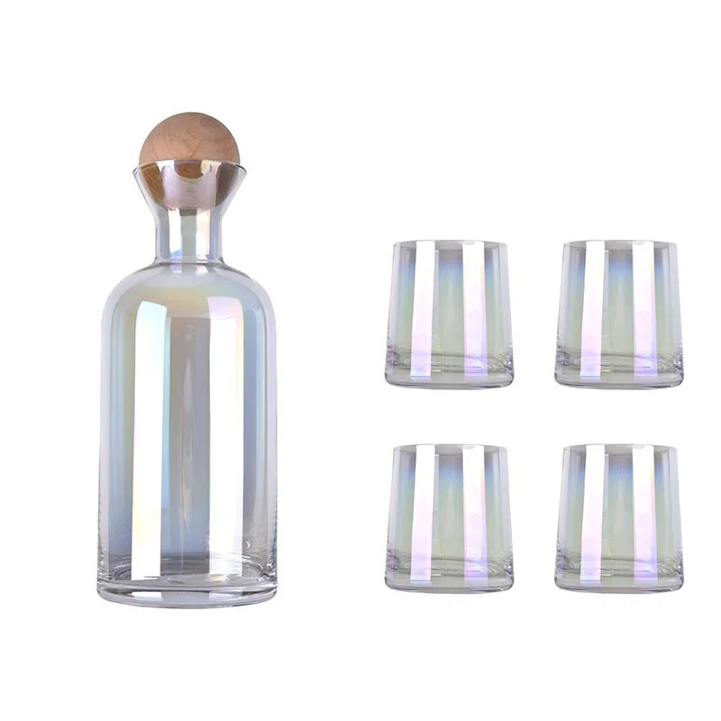 EINSOG Glass Water Bottle Cup Set With Wooden Lid Premium