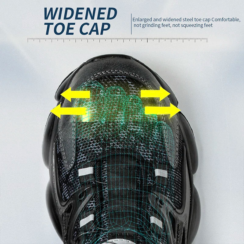 Stab Proof Work Shoes With Elastic Buttons And Lace Up