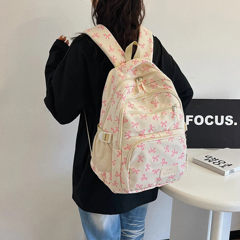 Bow Print Backpack Set With Crossbody Bag For Kids UltraDurablePremiumQualityMaterialConstruction