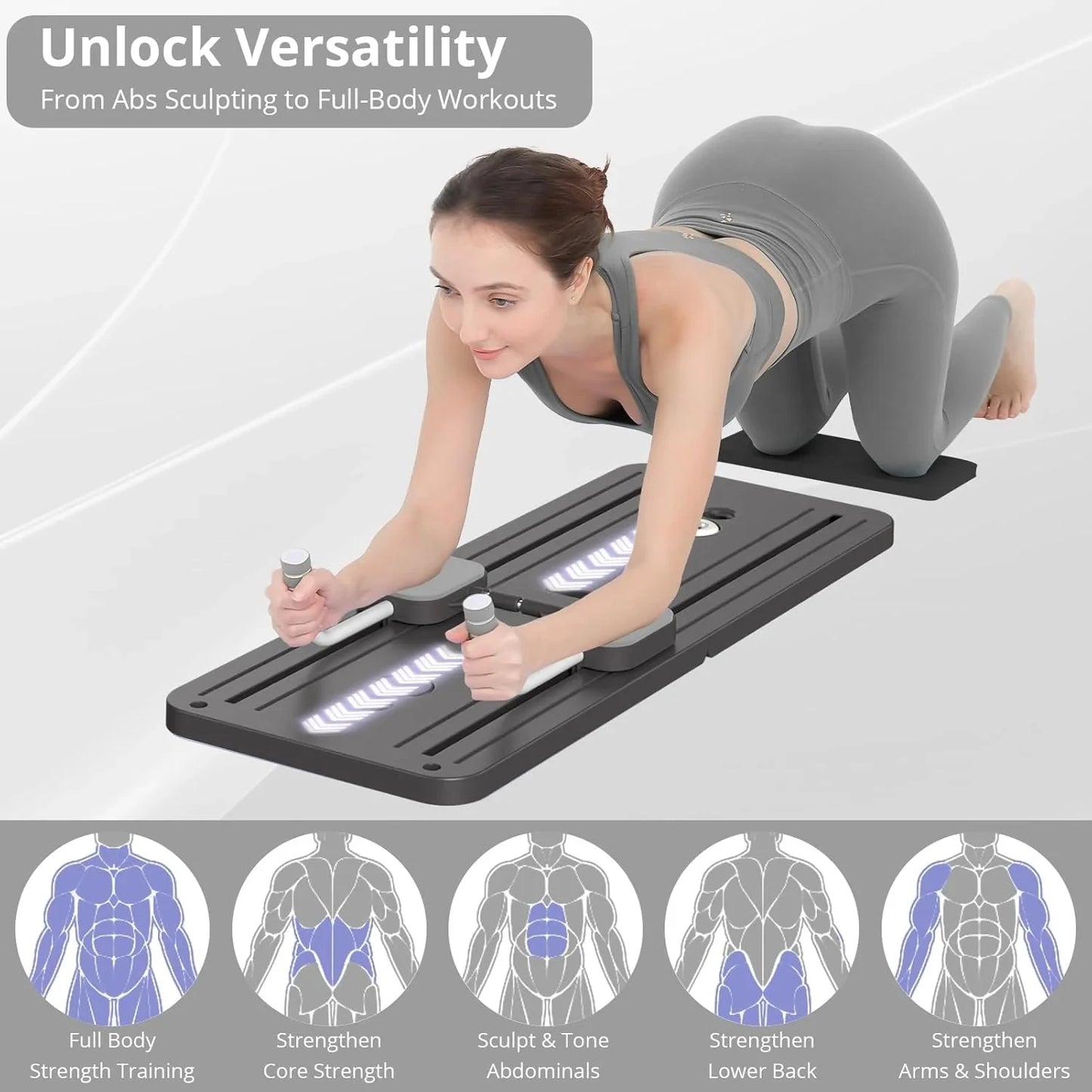 Foldable 8-In-1 Ab Board Core Strength Pilates Equipment For Home Gym