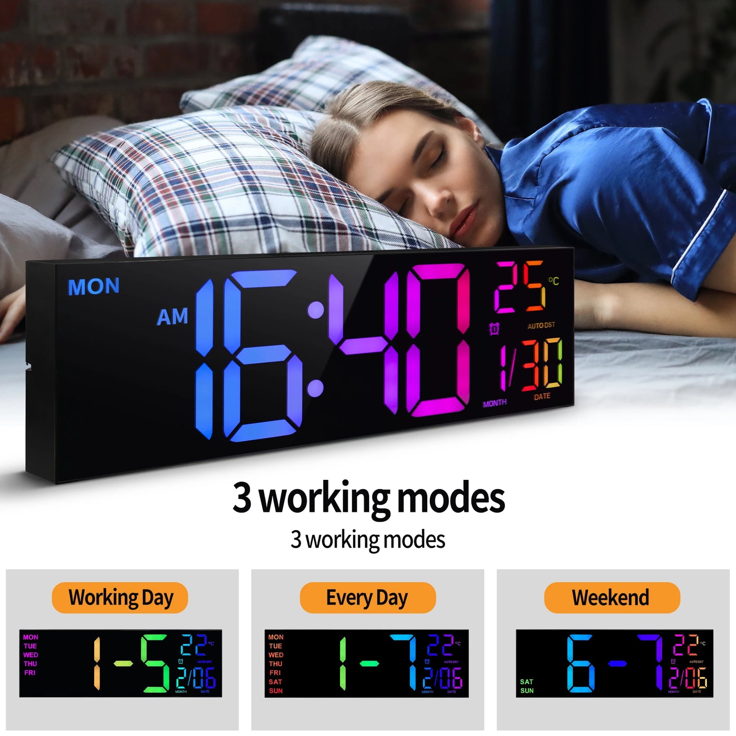 Large Digital Wall Clock 16 Inch With Remote LED Display