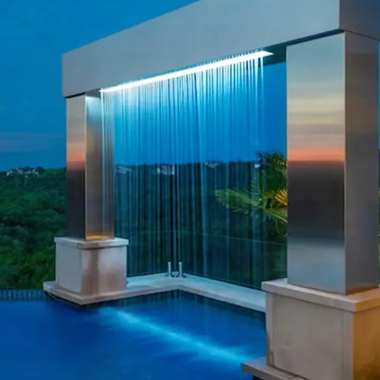 304 Stainless Steel Water Curtain Outdoor Landscape Fountain With Light