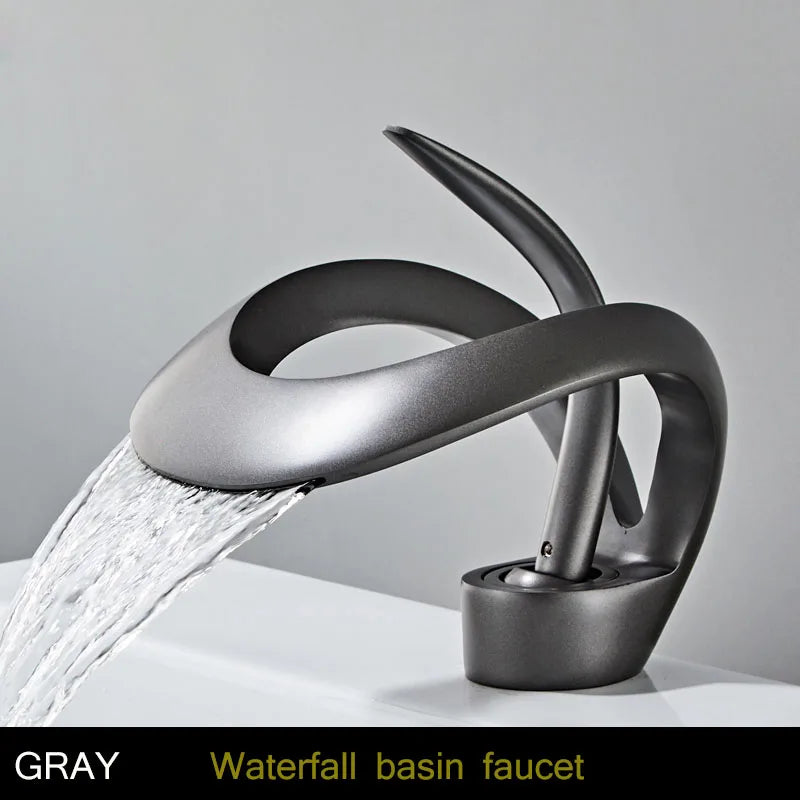 Bakala Waterfall Basin Faucet Deck Mounted Hot And Cold Brass