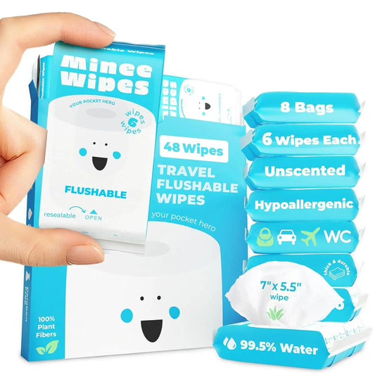Compact Travel Flushable Wipes With Aloe For Sensitive Skin Unscented