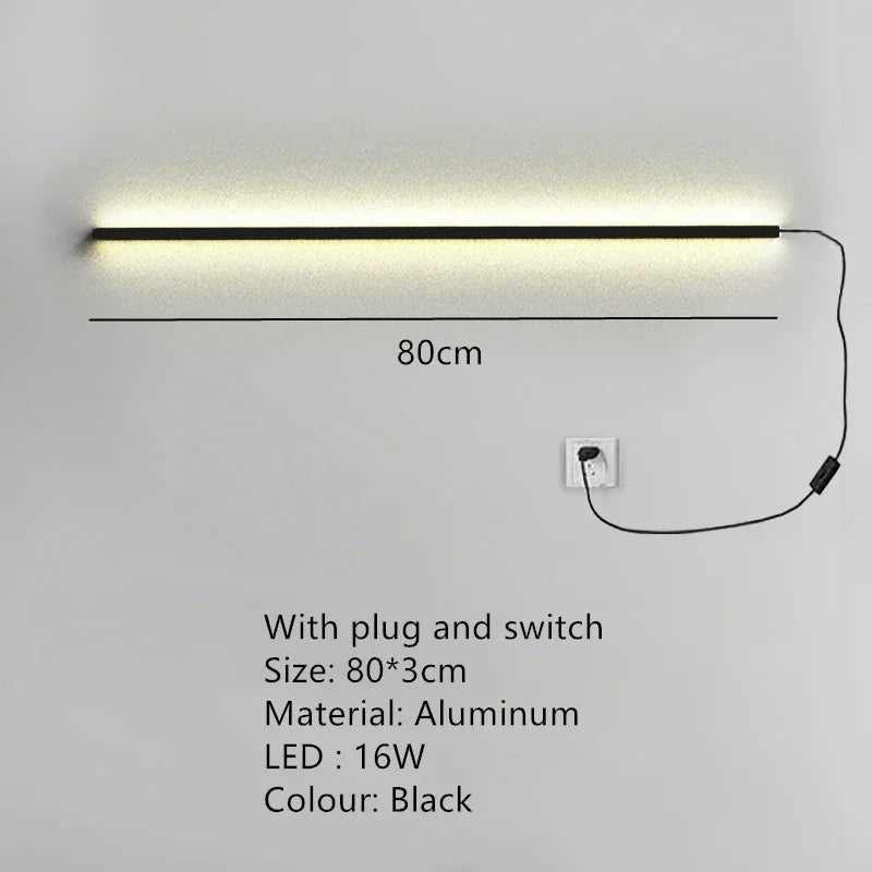 Long Wall Bedside Lamp With Dimming For Bedroom Ambiance