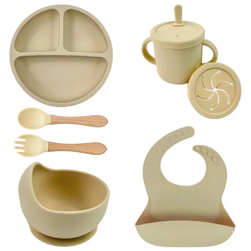Premium Silicone Baby Dish Set With Suction Bowl And Utensils