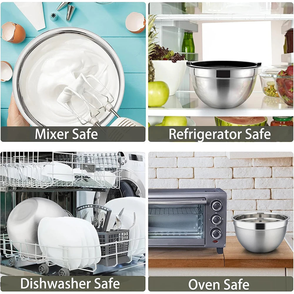 LMETJMA Stainless Steel Mixing Bowls With Durable Silicone Bases