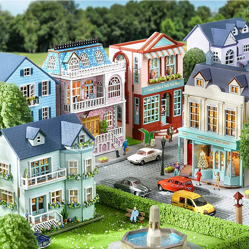 Diy Mini Wooden Dollhouse With Furniture Light Pink Princess Villa Kit