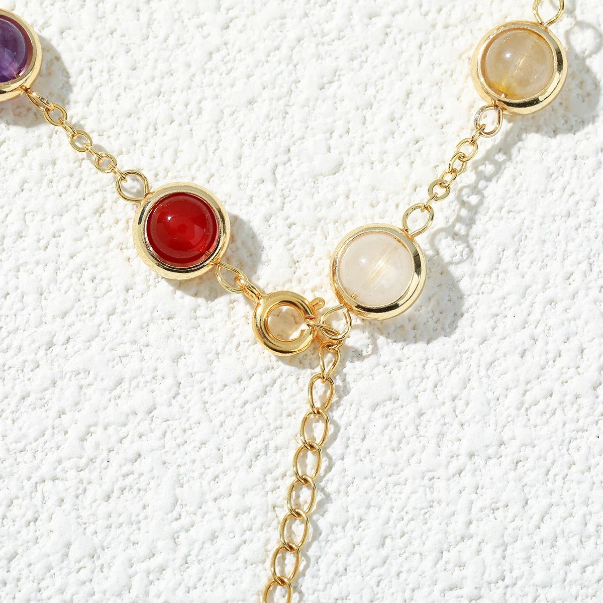 JD Natural Stone Colorful Crystal Bead Chain Bracelet Women