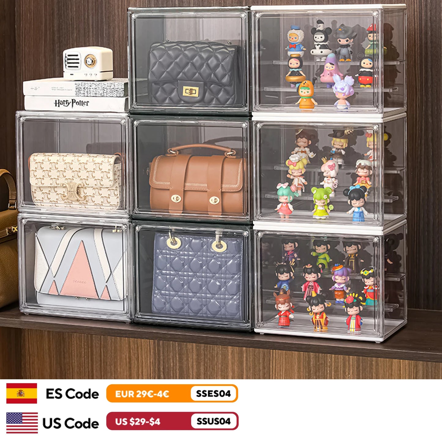 Clear Stackable Display Box With Interlayers For Figures And Collectibles