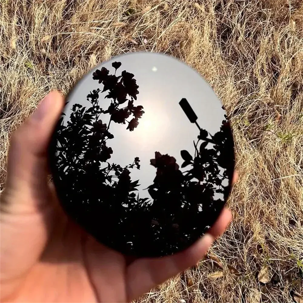 Natural Obsidian Round Mirror Black Crystal Lens Meditation