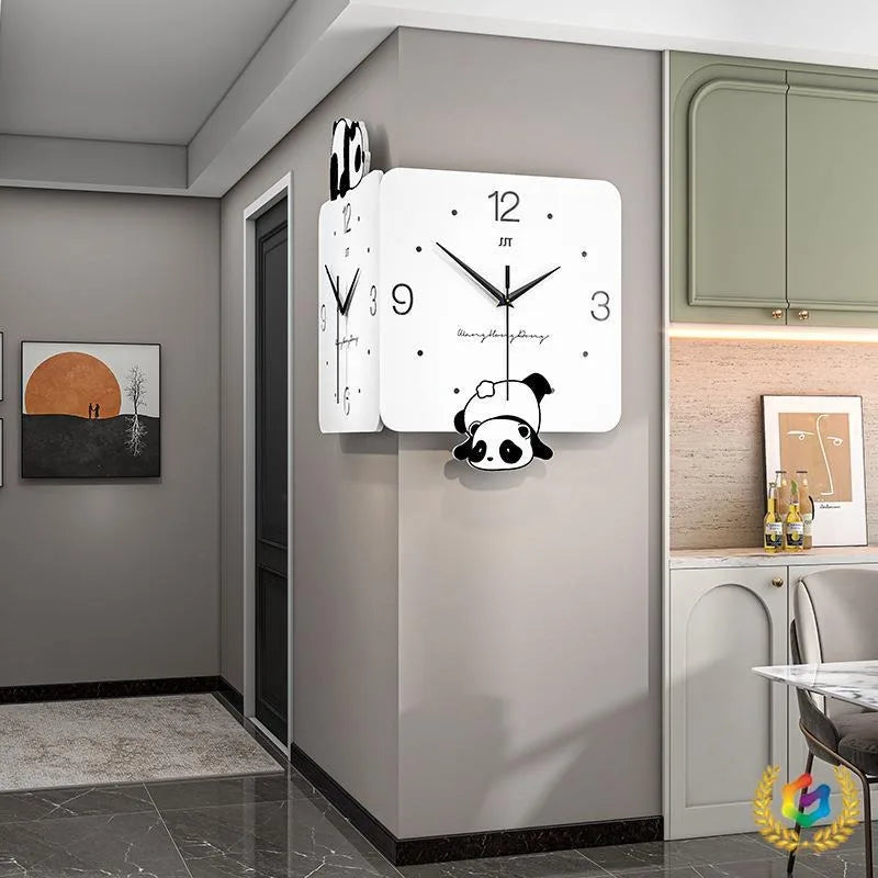 Double-Sided Corner Wall Clock For Living Room Modern Silent Design