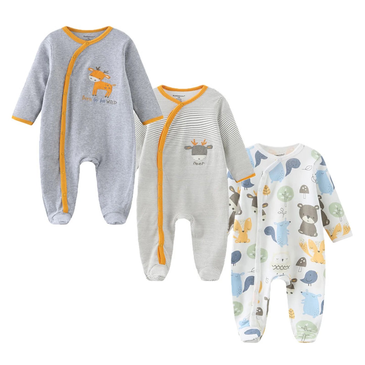 Unisex Cotton Baby Romper Set For Newborns Three Pieces