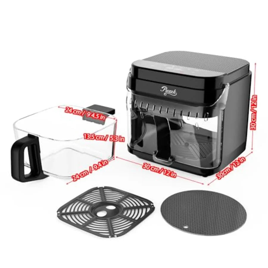 5 8QT Glass Air Fryer Non Toxic Basket Infrared Heating
