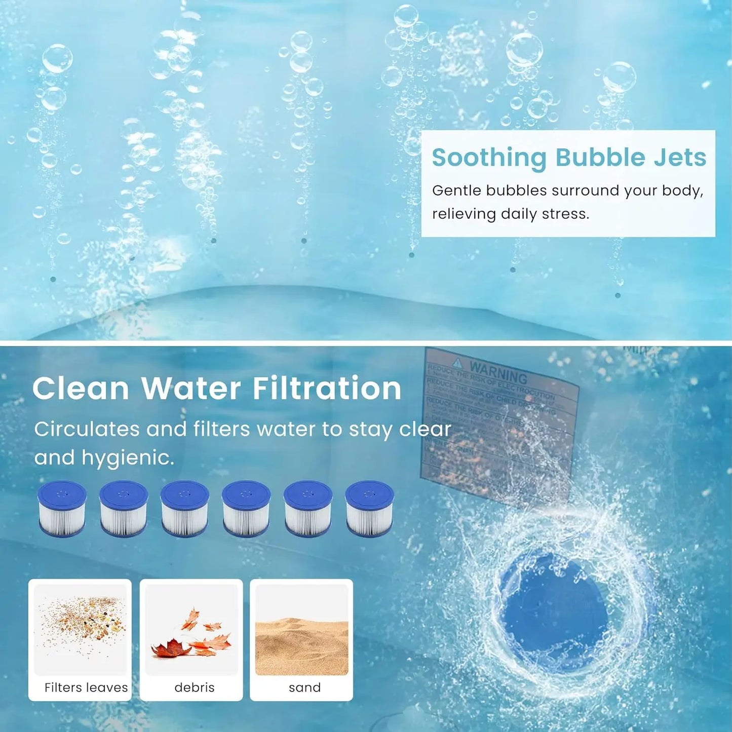 Inflatable Portable 4-6 Person Hot Tub Spa With 130 Air Jets And Heating