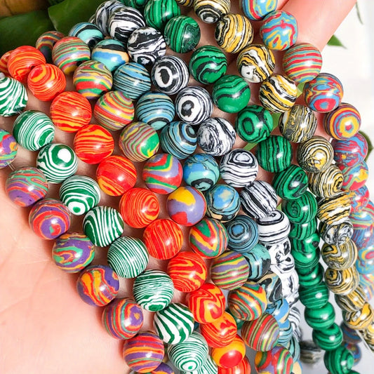 Natural Stone Pattern Round Spacer Beads for DIY Jewelry Making