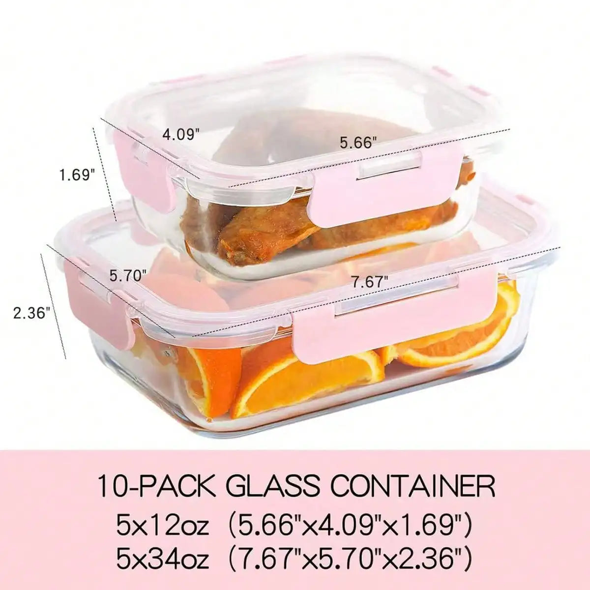 Glass Meal Prep Containers With Airtight Lids For Food Storage