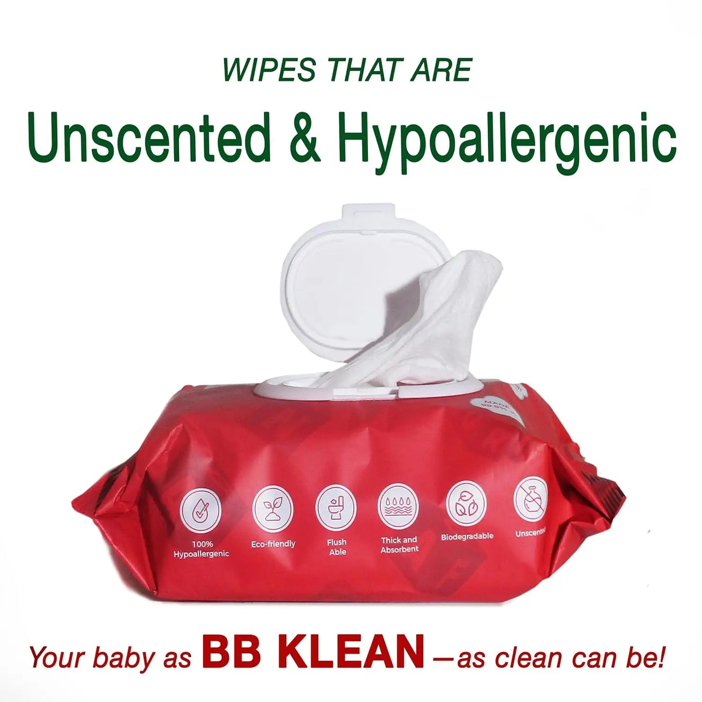 Flushable Baby Wipes Hypoallergenic Unscented Sensitive Skin