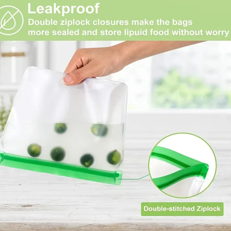 Untior Reusable Silicone Food Bag Freezer Storage Pouch Leakproof