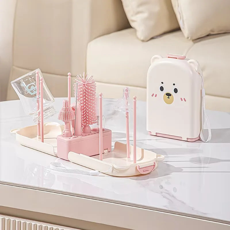 Travel Baby Bottle Brush Set With Silicone Brushes And Box