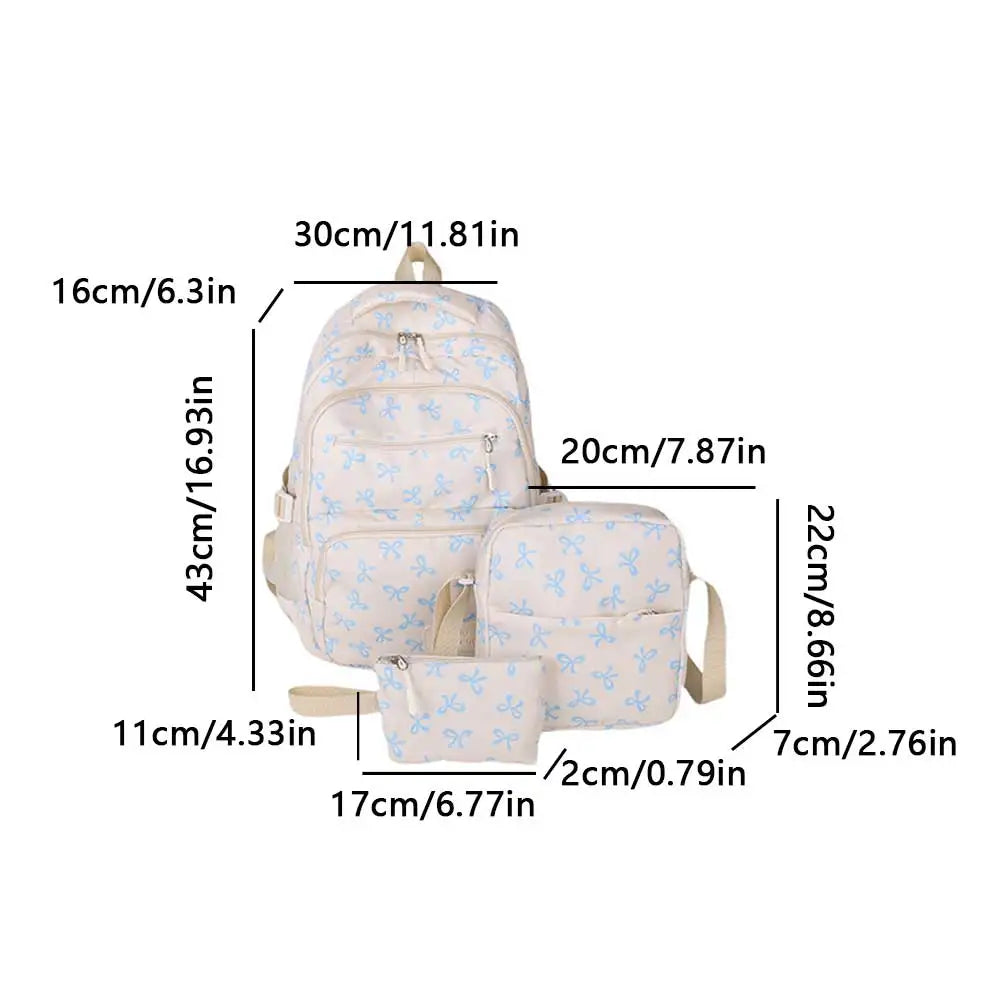 Bow Print Backpack Set With Crossbody Bag For Kids UltraDurablePremiumQualityMaterialConstruction