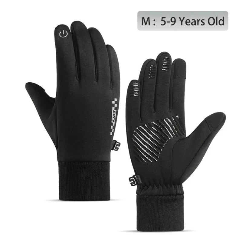 Kids Winter Padded Gloves Waterproof Touchscreen Non-Slip Outdoor
