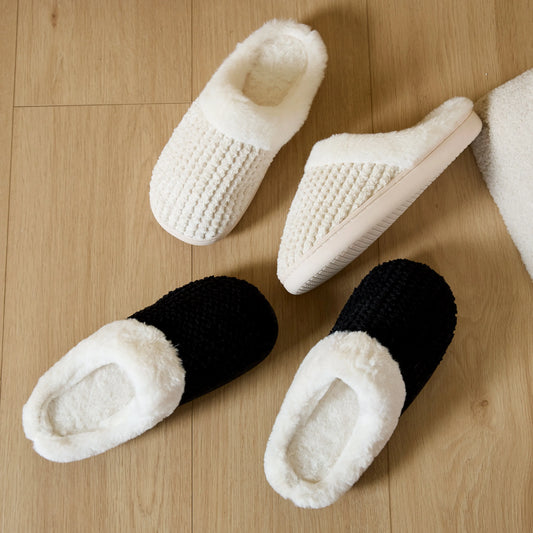 Plush Cotton Indoor Slippers Anti-Slip Comfort For Home