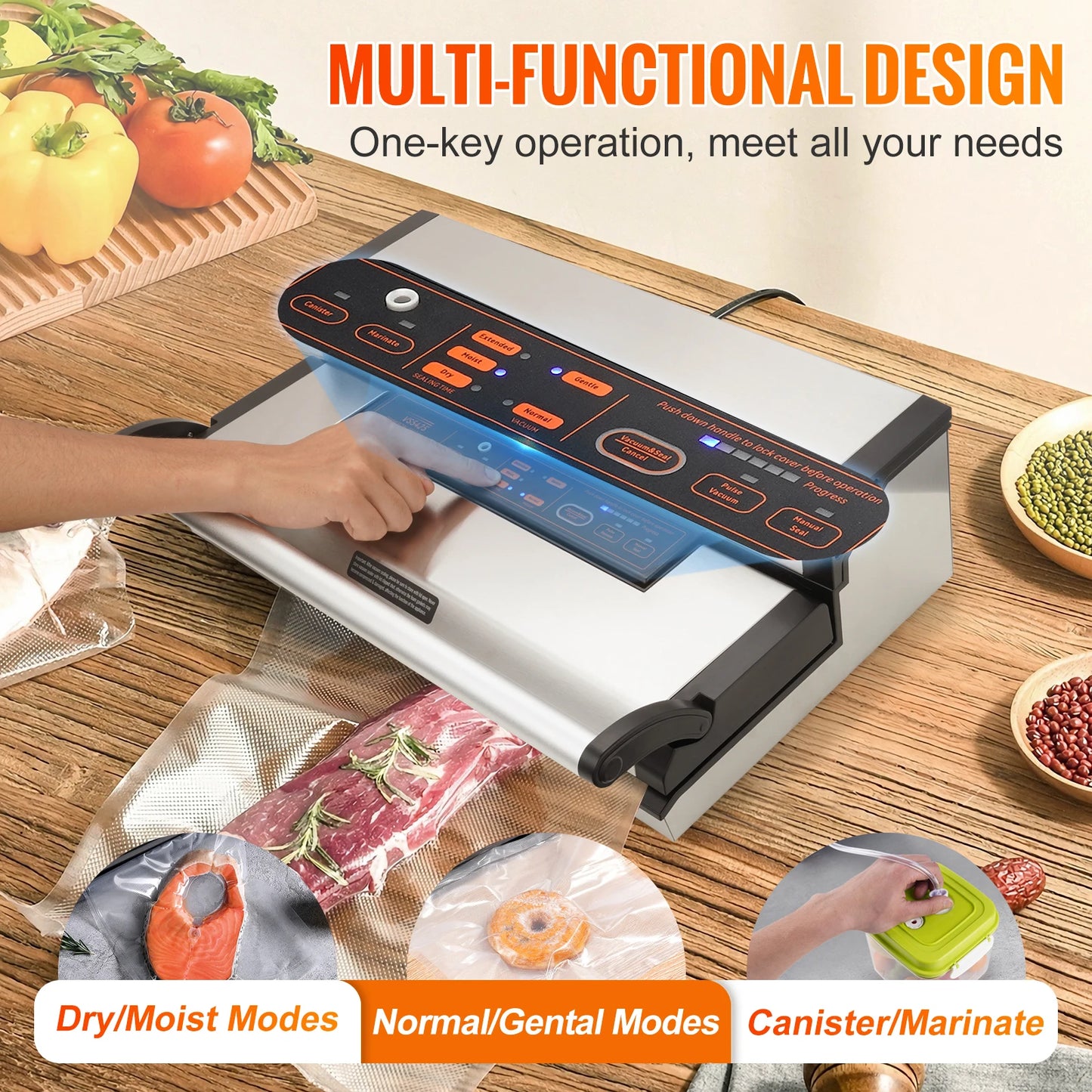 SucceBuy Commercial Vacuum Sealer Machine Multifunction With Bag Roll Cutter