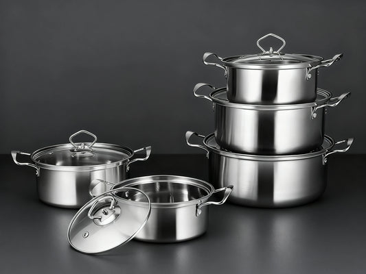 15-Piece Stainless Steel Cookware Set With Nonstick Pans And Wok