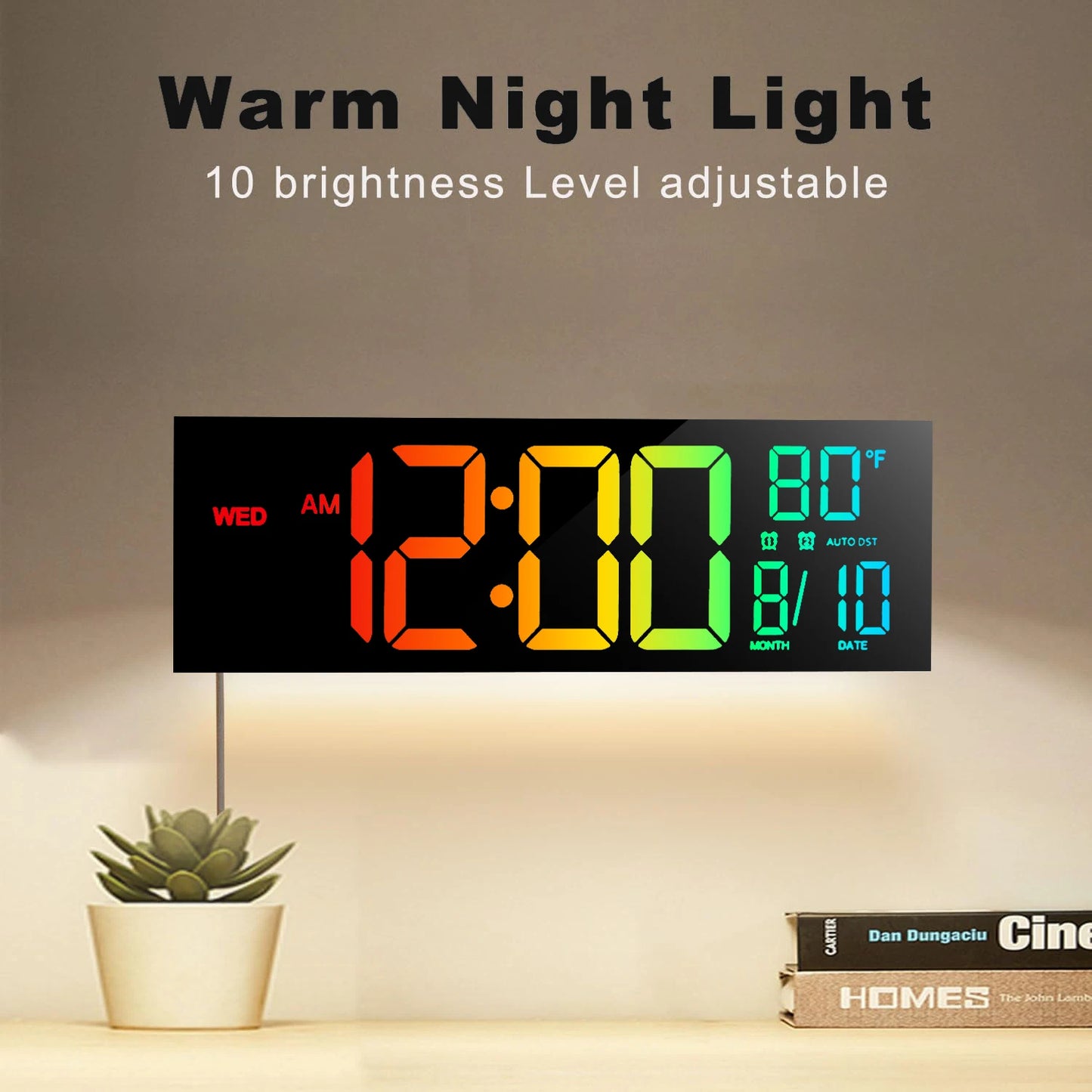 Large Digital Wall Clock 16 Inch With Remote LED Display
