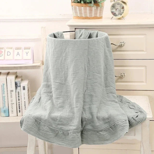 Ruffled Muslin Baby Swaddle Blanket Organic Cotton Newborn