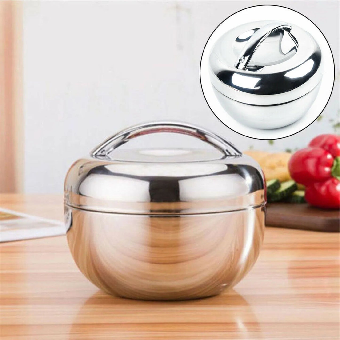 Portable Stainless Steel Insulated Lunch Box Bento 800ml